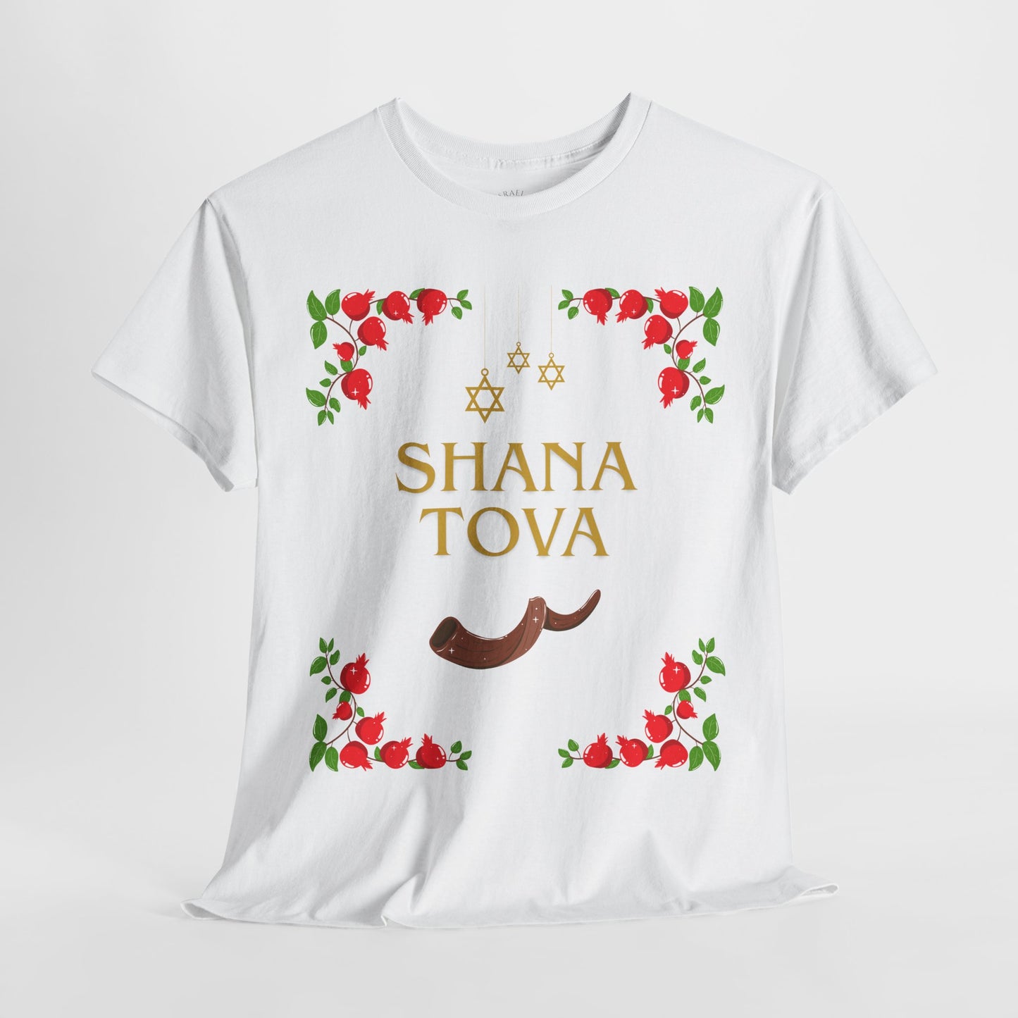 Shana Tova T-Shirt – Rosh Hashanah Pomegranates & Shofar (Multiple Colors)