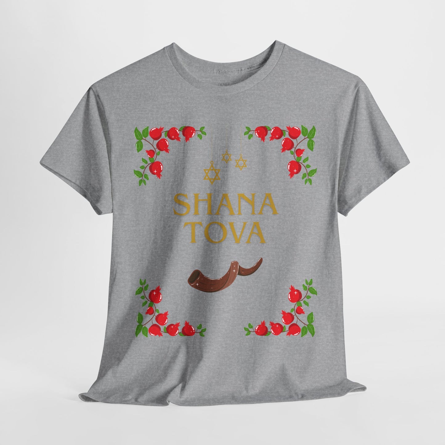 Shana Tova T-Shirt – Rosh Hashanah Pomegranates & Shofar (Multiple Colors)