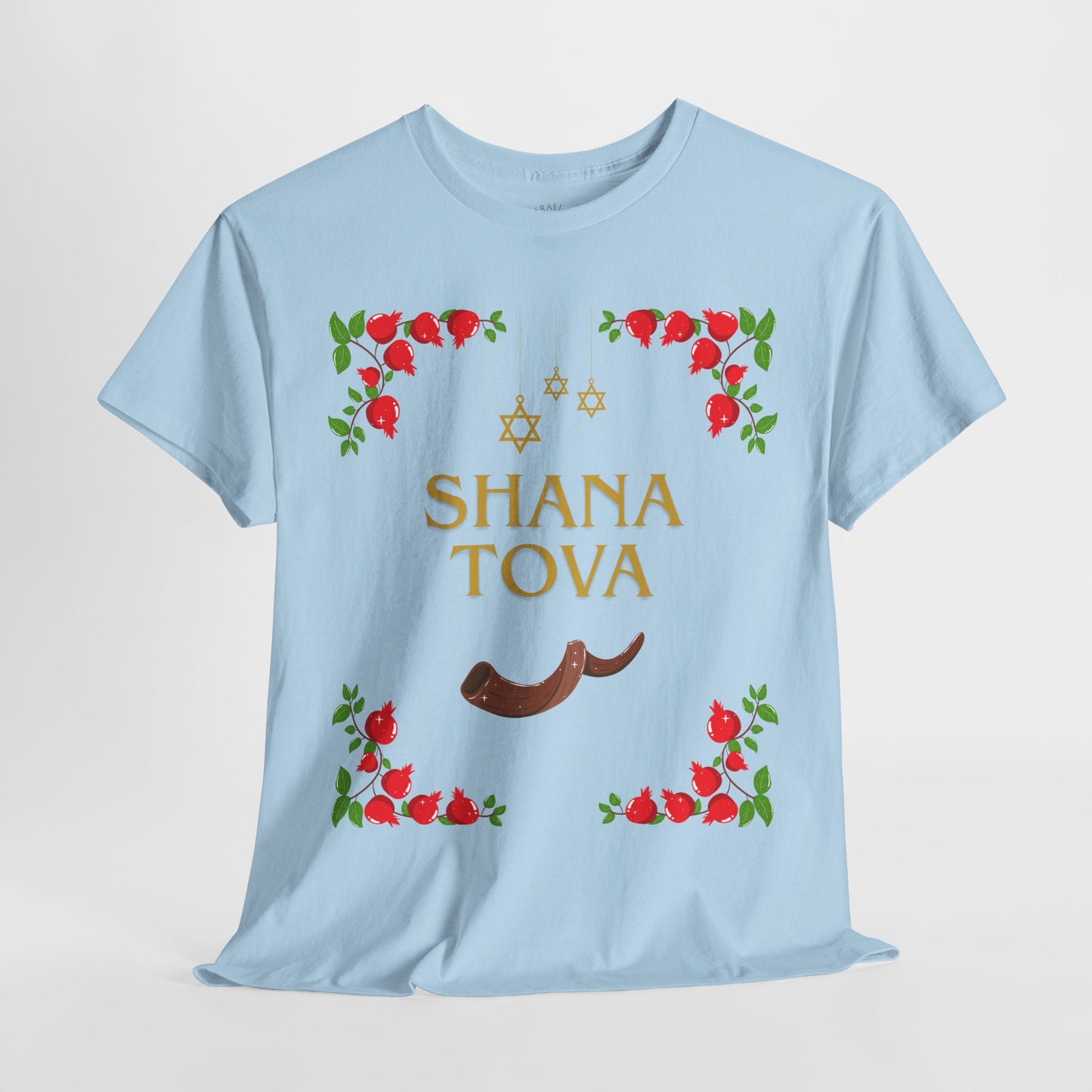 Shana Tova T-Shirt – Rosh Hashanah Pomegranates & Shofar (Multiple Colors)