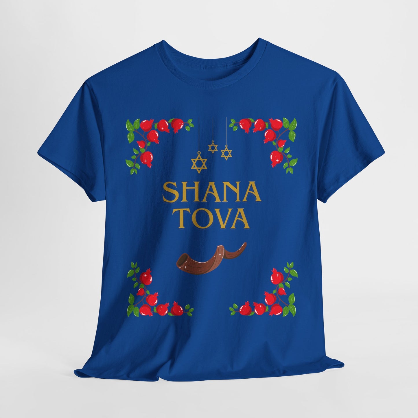 Shana Tova T-Shirt – Rosh Hashanah Pomegranates & Shofar (Multiple Colors)