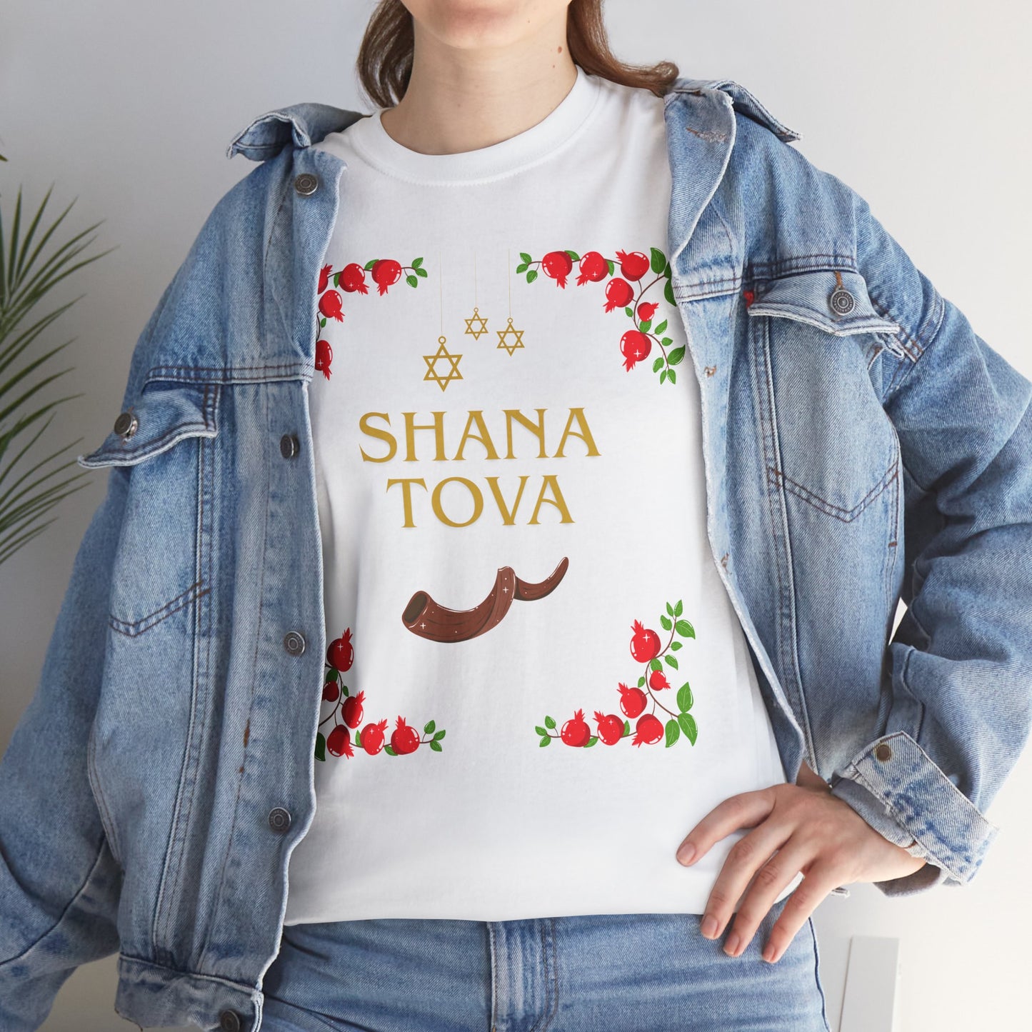 Shana Tova T-Shirt – Rosh Hashanah Pomegranates & Shofar (Multiple Colors)
