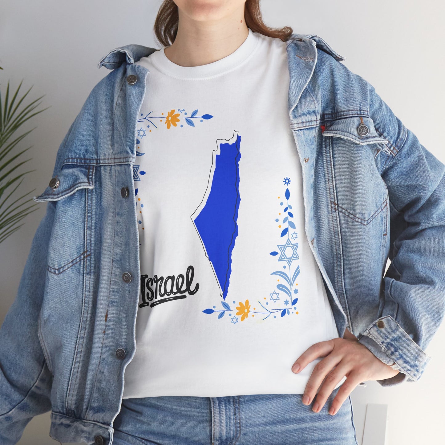 Israel Map T-Shirt – Floral Design (Multiple Colors)