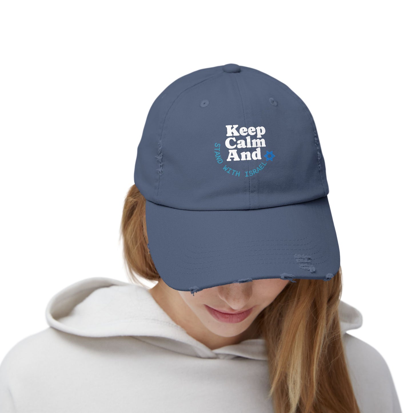 Keep Calm – Stand with Israel Distressed Cap