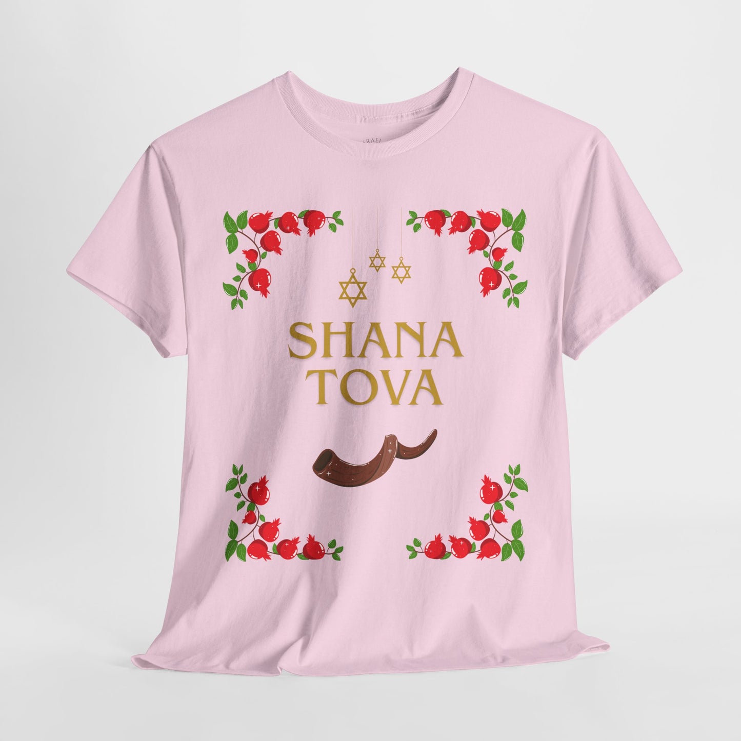 Shana Tova T-Shirt – Rosh Hashanah Pomegranates & Shofar (Multiple Colors)