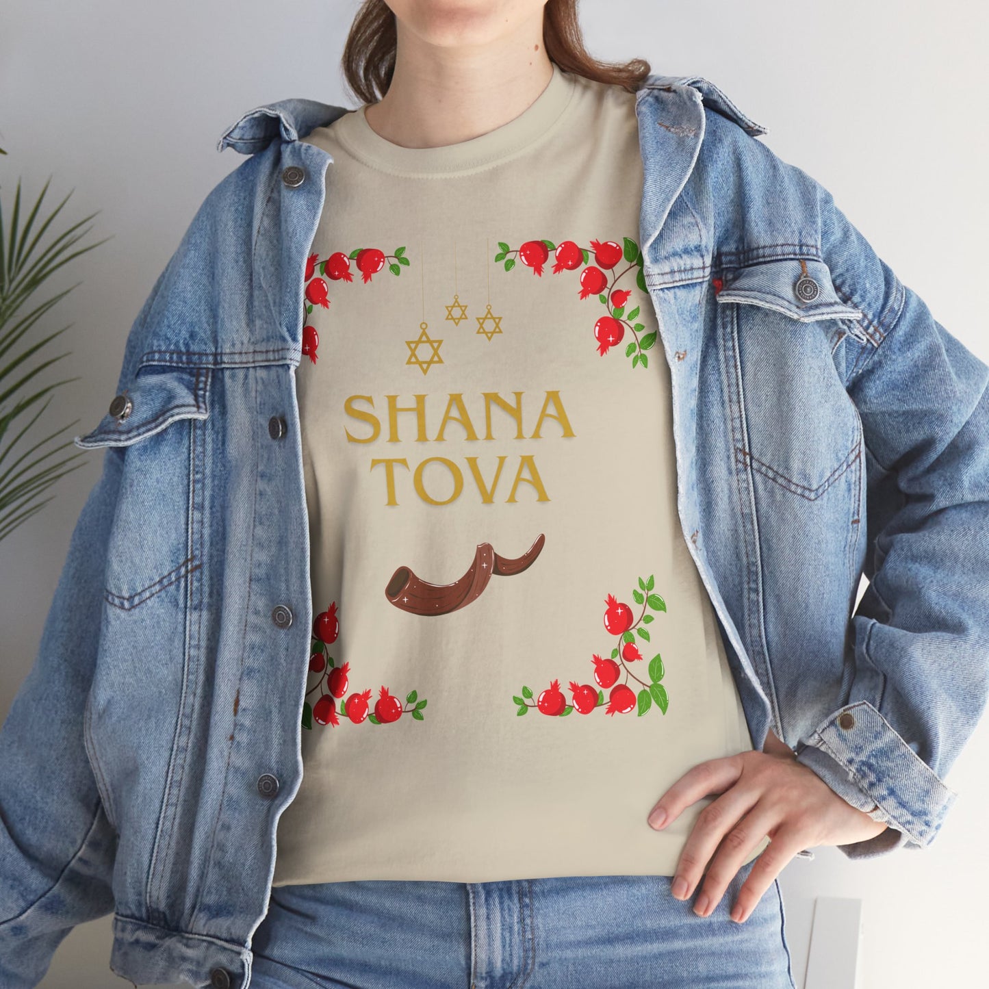 Shana Tova T-Shirt – Rosh Hashanah Pomegranates & Shofar (Multiple Colors)