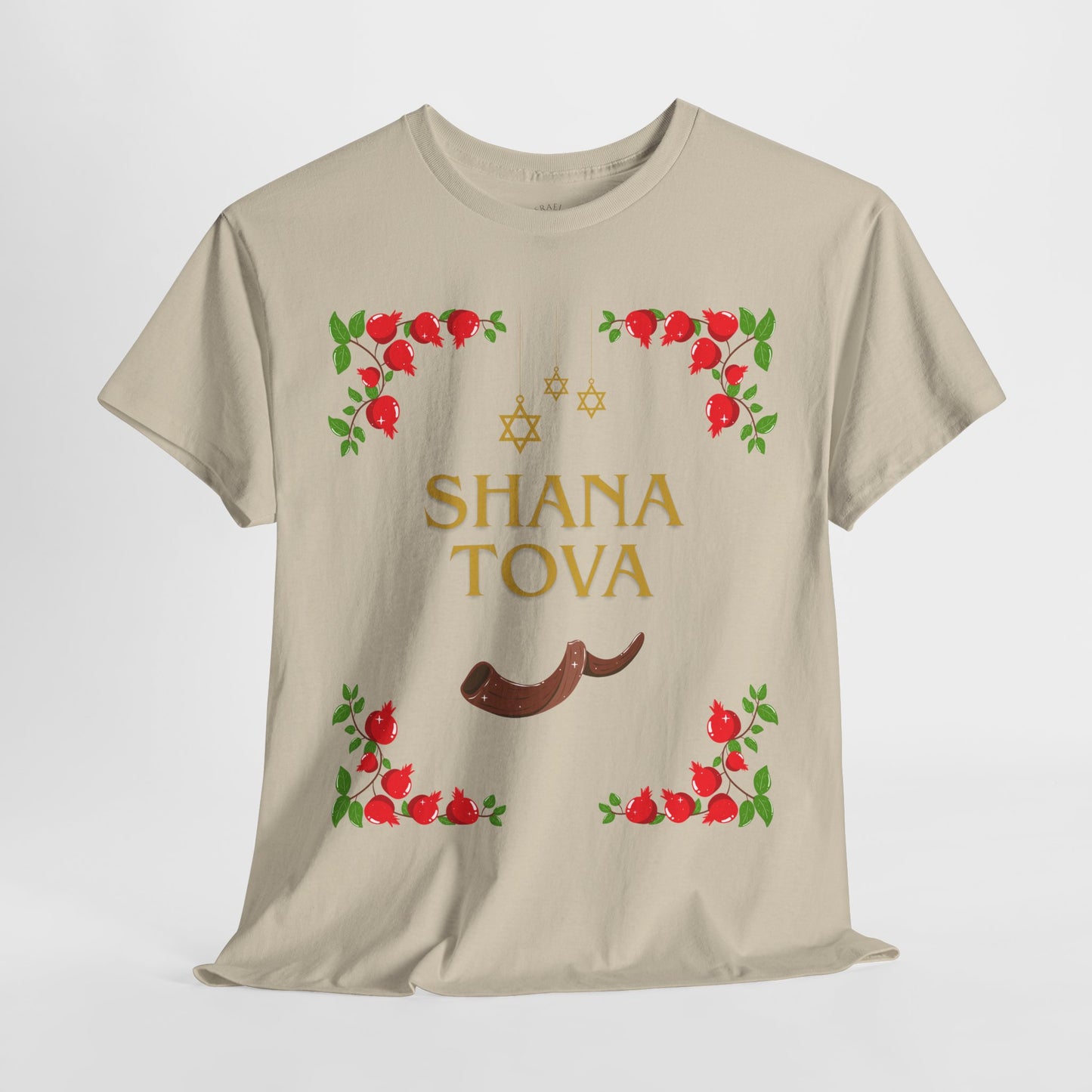 Shana Tova T-Shirt – Rosh Hashanah Pomegranates & Shofar (Multiple Colors)