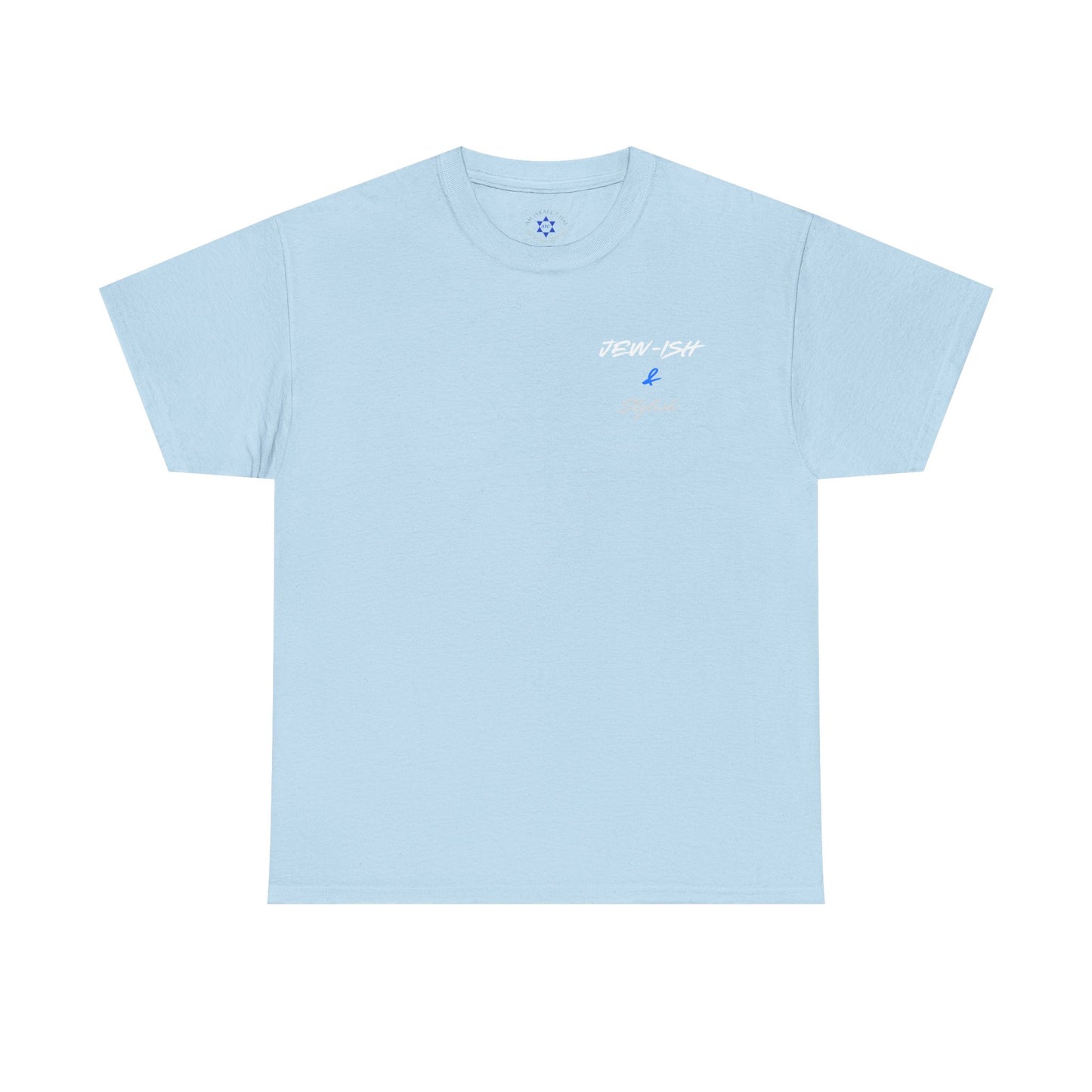 Jew-ish and Stylish T-Shirt – Minimal Front, Bold Back (Multiple Colors)