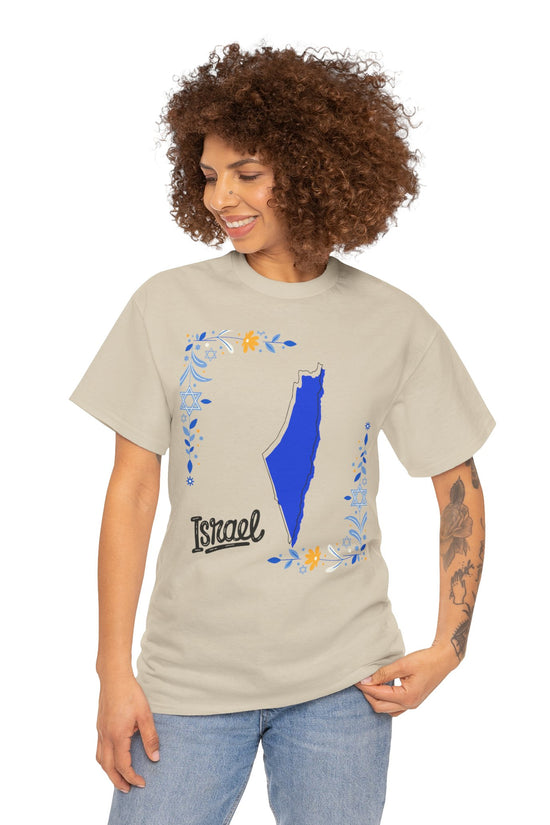 Israel Map T-Shirt – Floral Design (Multiple Colors)