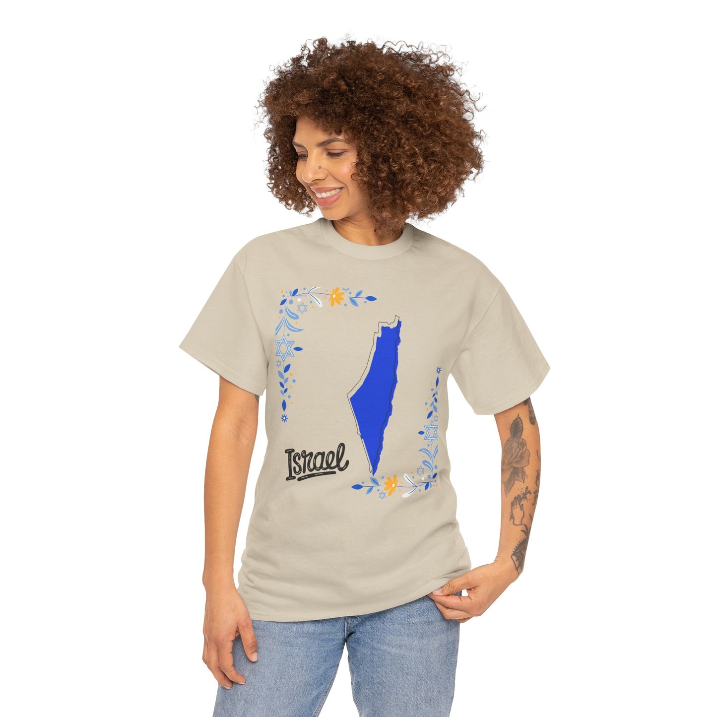 Israel Map T-Shirt – Floral Design (Multiple Colors)