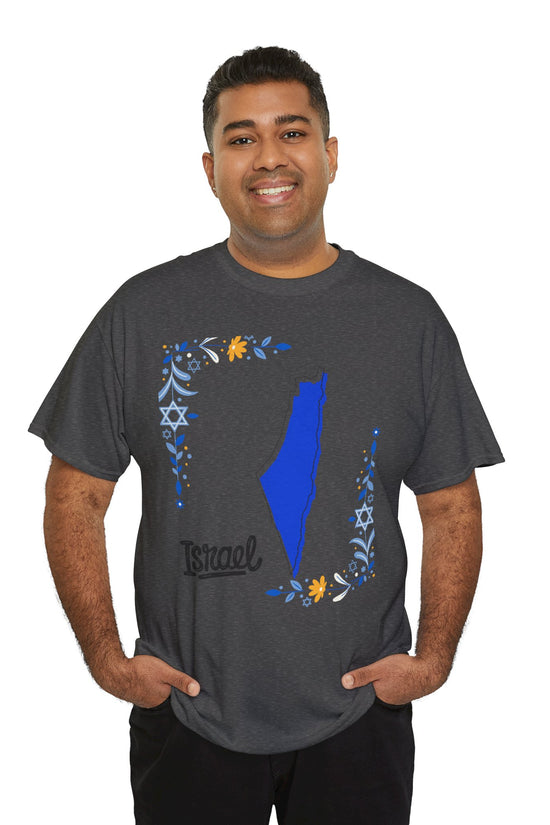 Israel Map T-Shirt – Floral Design (Multiple Colors)