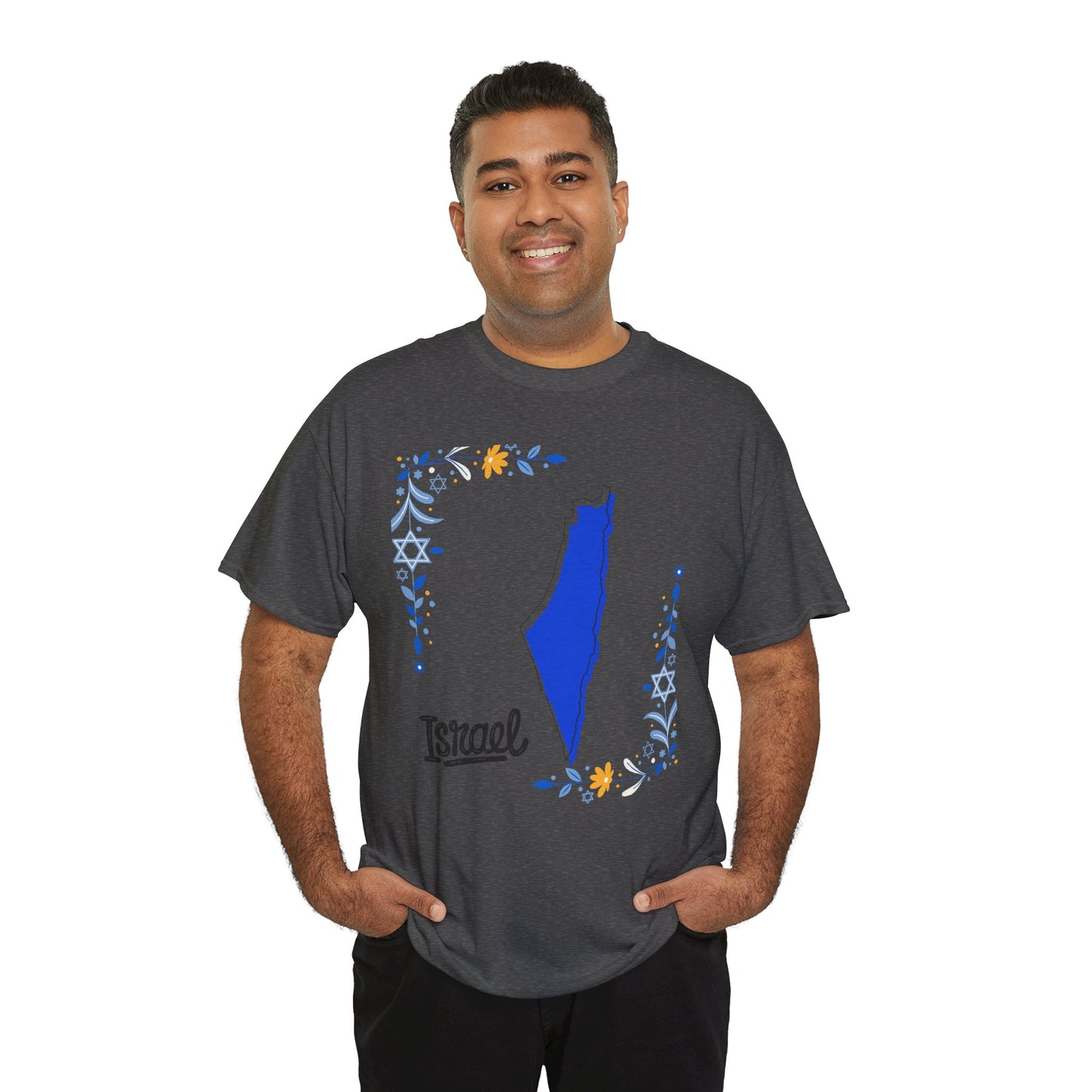 Israel Map T-Shirt – Floral Design (Multiple Colors)