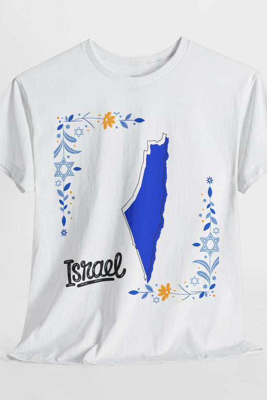 Israel Map T-Shirt – Floral Design (Multiple Colors)