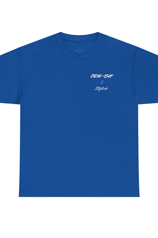 Jew-ish and Stylish T-Shirt – Minimal Front, Bold Back (Multiple Colors)