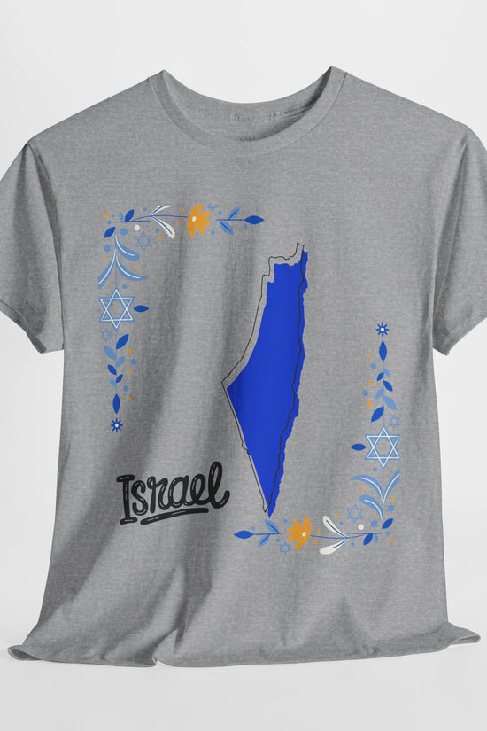 Israel Map T-Shirt – Floral Design (Multiple Colors)