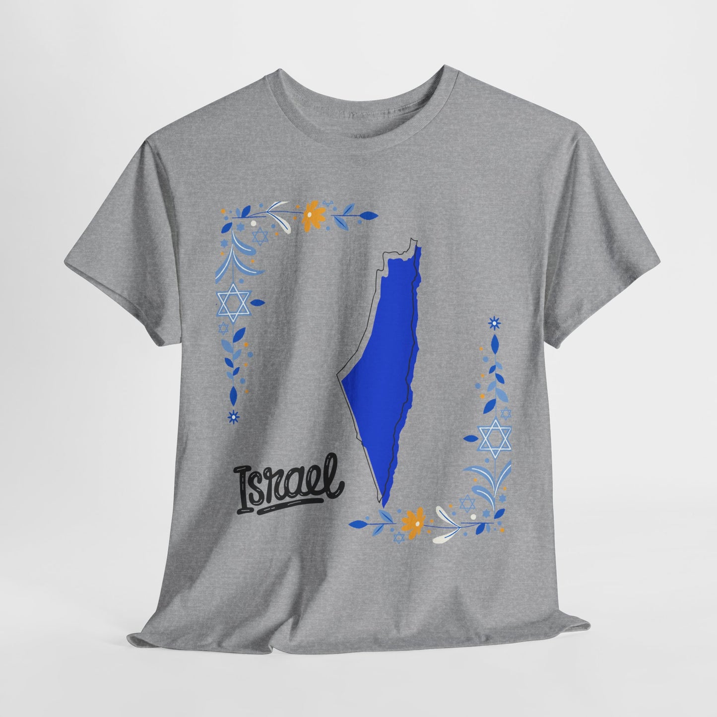 Israel Map T-Shirt – Floral Design (Multiple Colors)