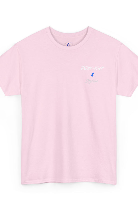 Jew-ish and Stylish T-Shirt – Minimal Front, Bold Back (Multiple Colors)