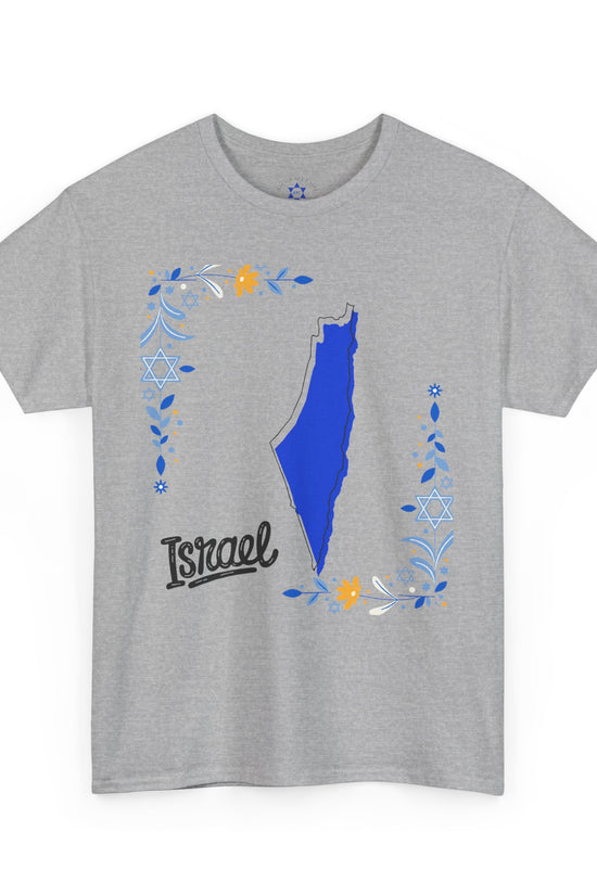 Israel Map T-Shirt – Floral Design (Multiple Colors)