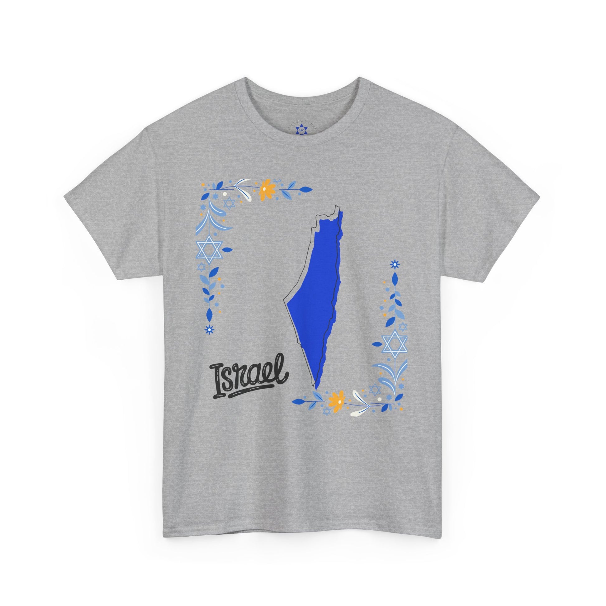 Israel Map T-Shirt – Floral Design (Multiple Colors)