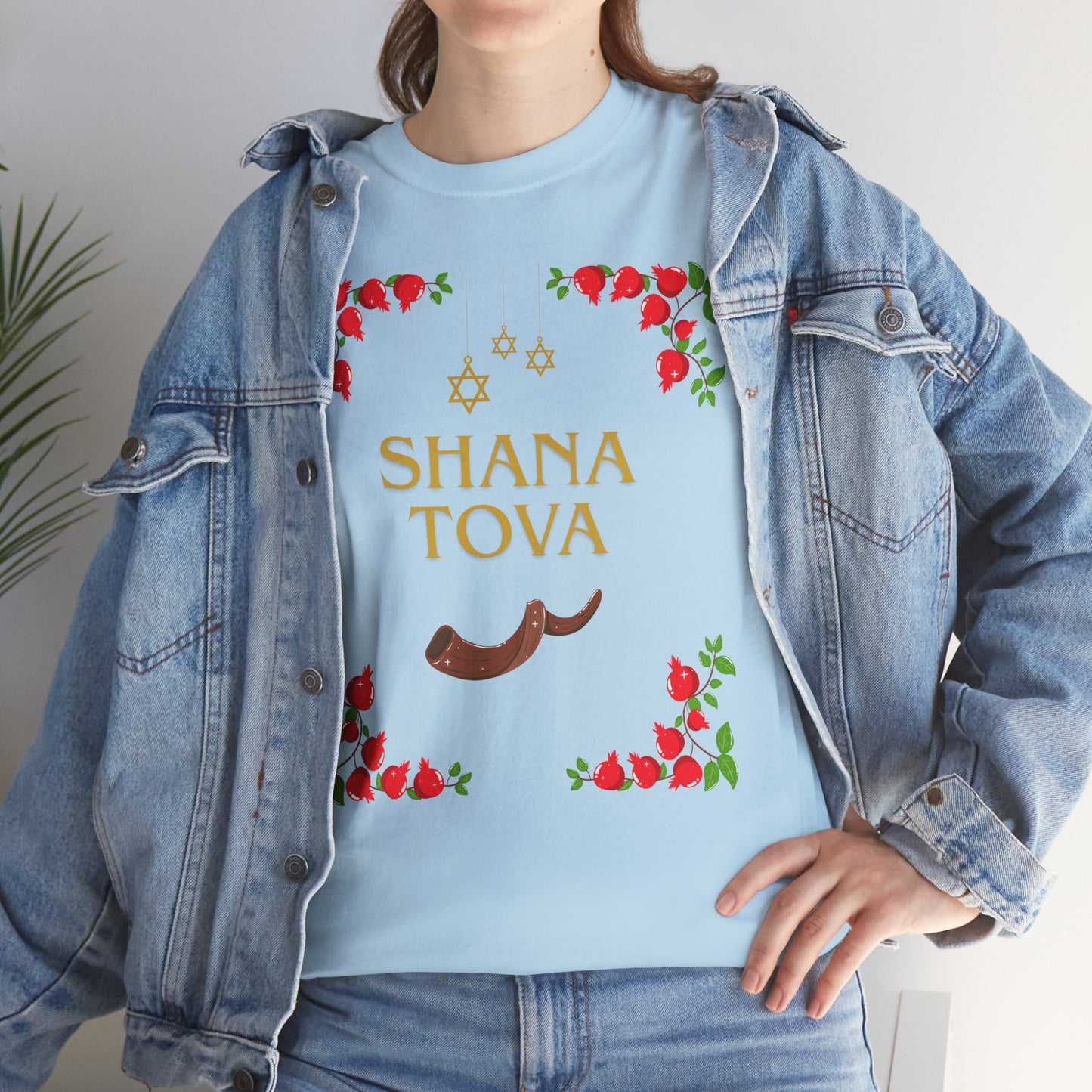 Shana Tova T-Shirt – Rosh Hashanah Pomegranates & Shofar (Multiple Colors)