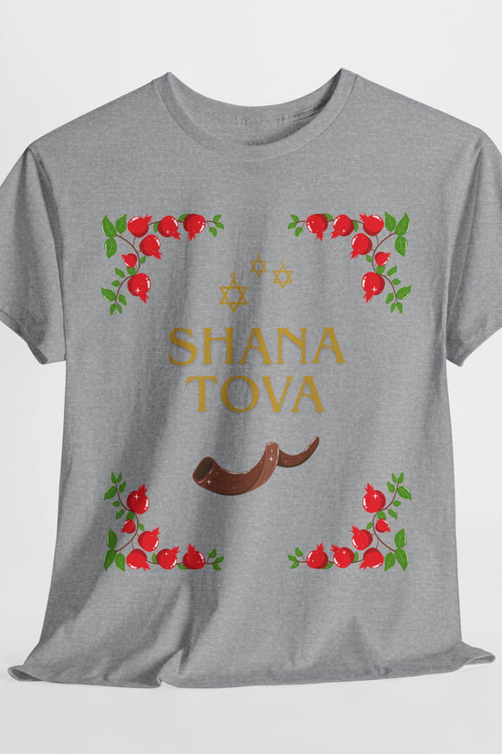 Shana Tova T-Shirt – Rosh Hashanah Pomegranates & Shofar (Multiple Colors)