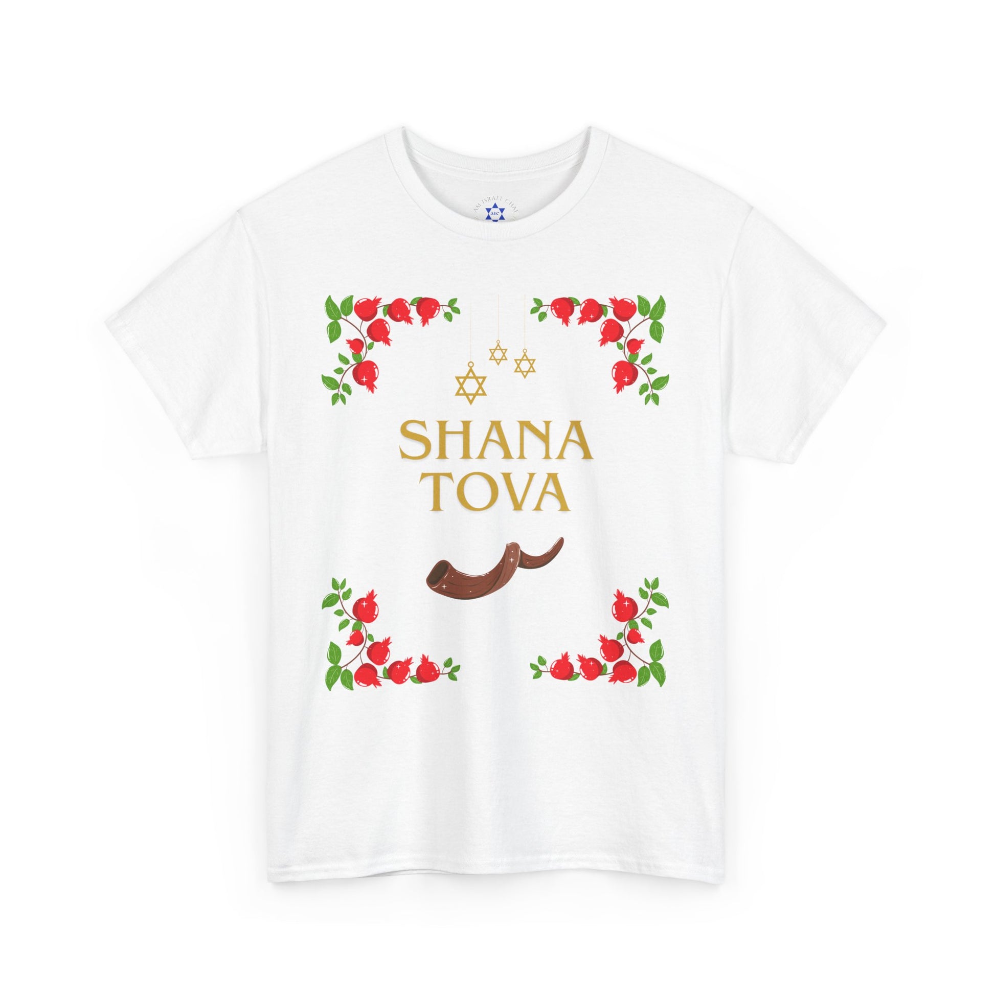 Shana Tova T-Shirt – Rosh Hashanah Pomegranates & Shofar (Multiple Colors)