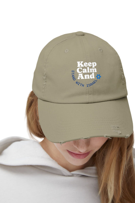 Keep Calm – Stand with Israel Distressed Cap
