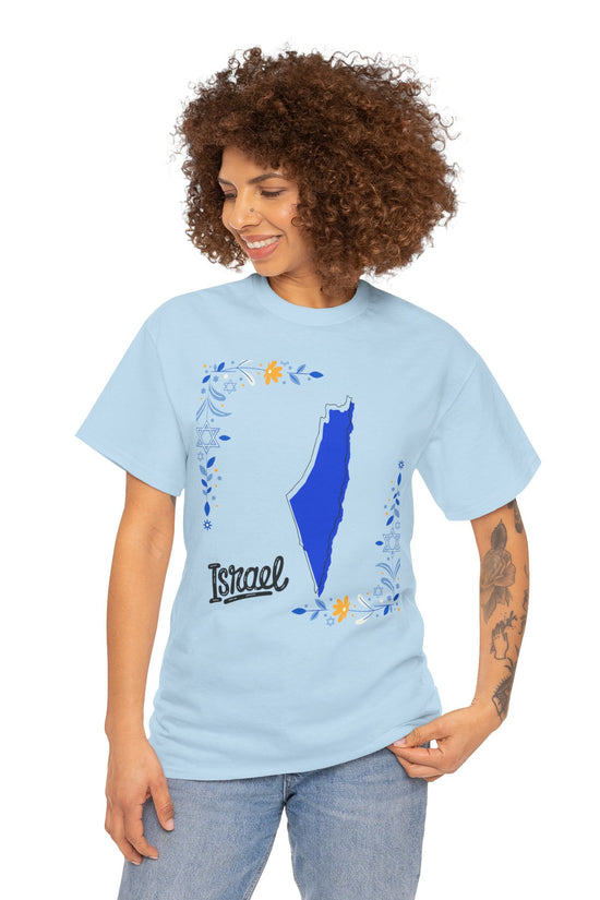 Israel Map T-Shirt – Floral Design (Multiple Colors)