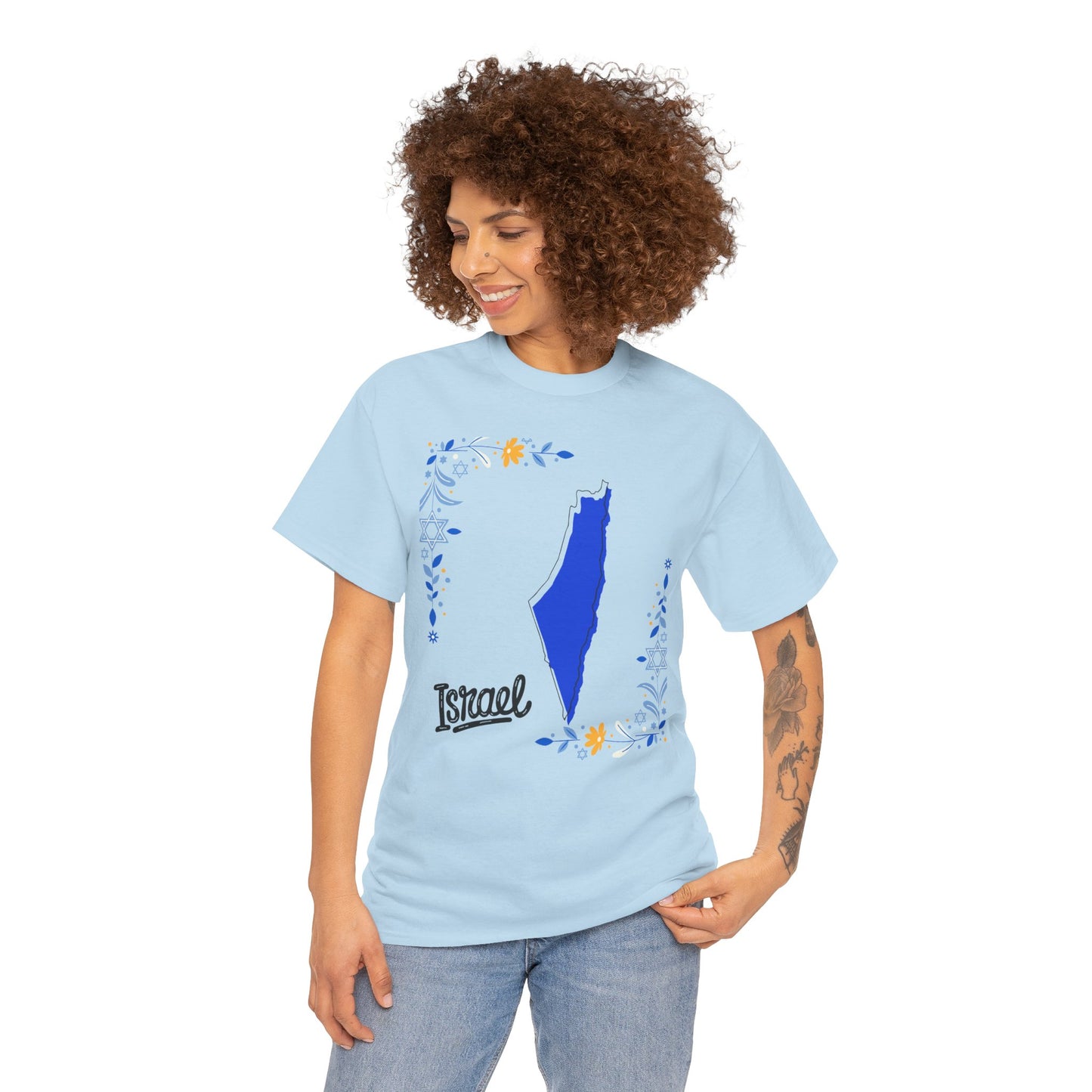 Israel Map T-Shirt – Floral Design (Multiple Colors)