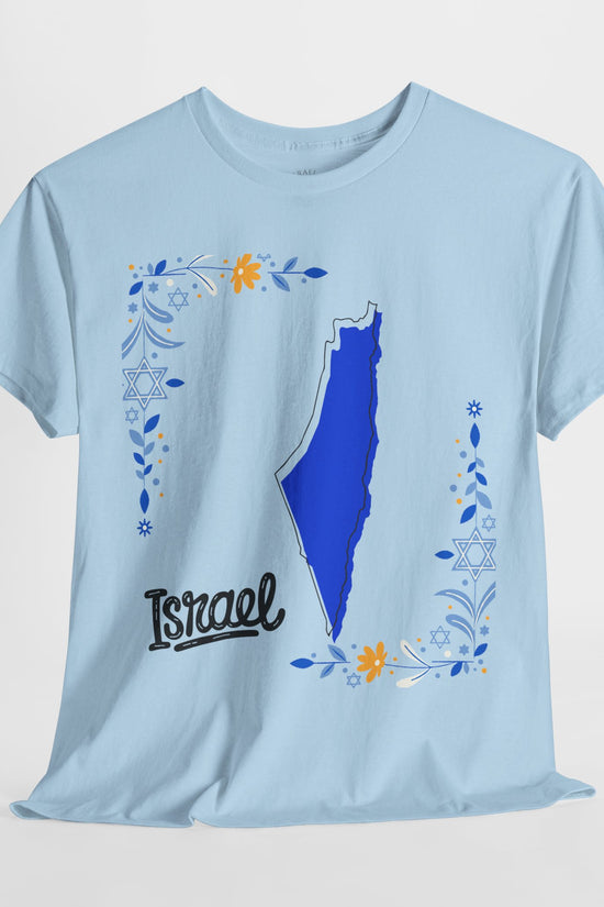 Israel Map T-Shirt – Floral Design (Multiple Colors)