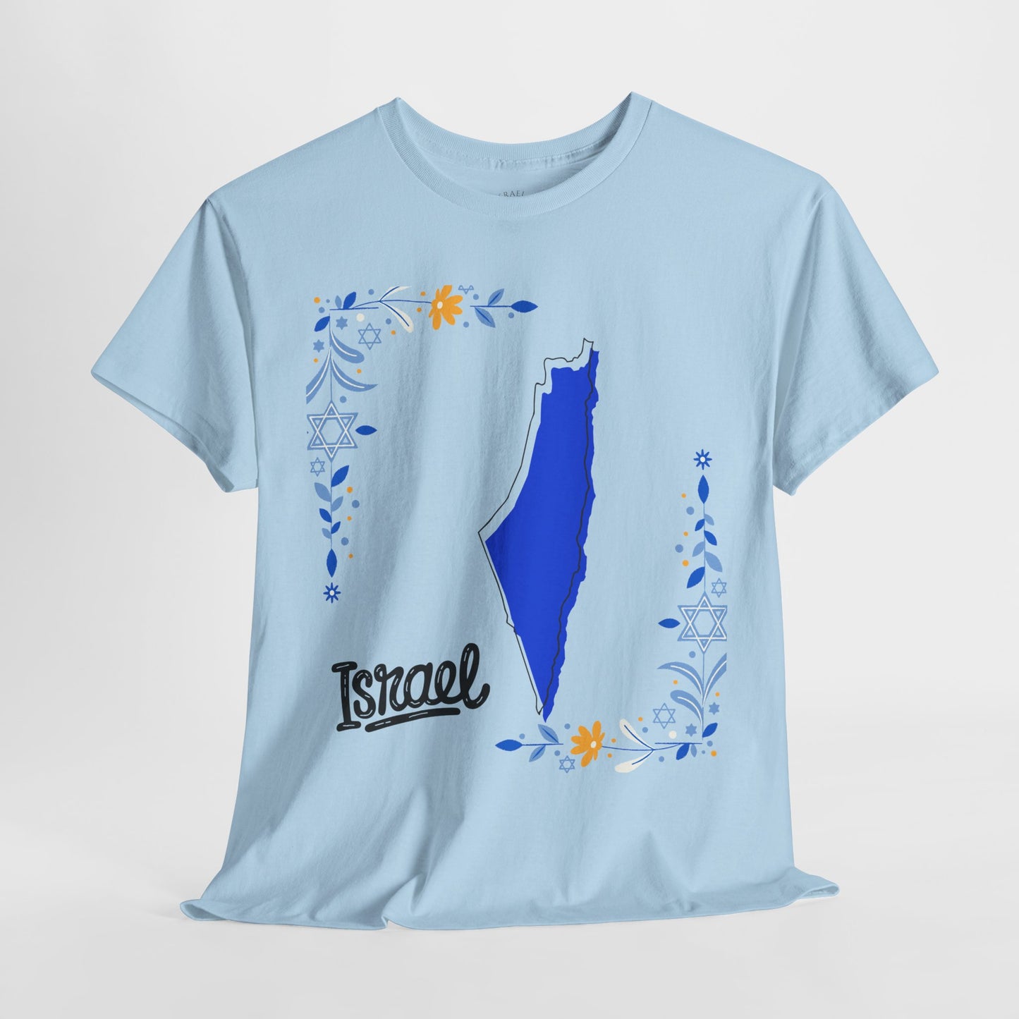 Israel Map T-Shirt – Floral Design (Multiple Colors)