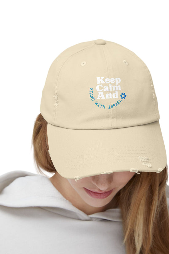 Keep Calm – Stand with Israel Distressed Cap