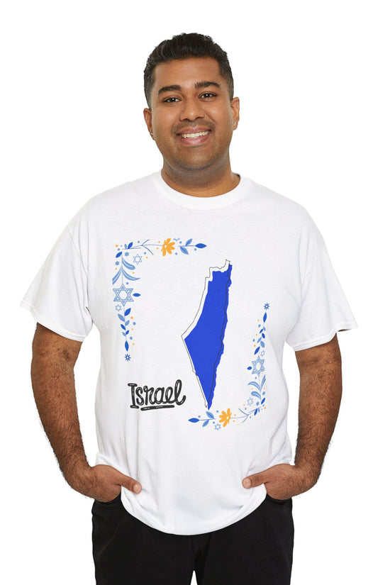 Israel Map T-Shirt – Floral Design (Multiple Colors)