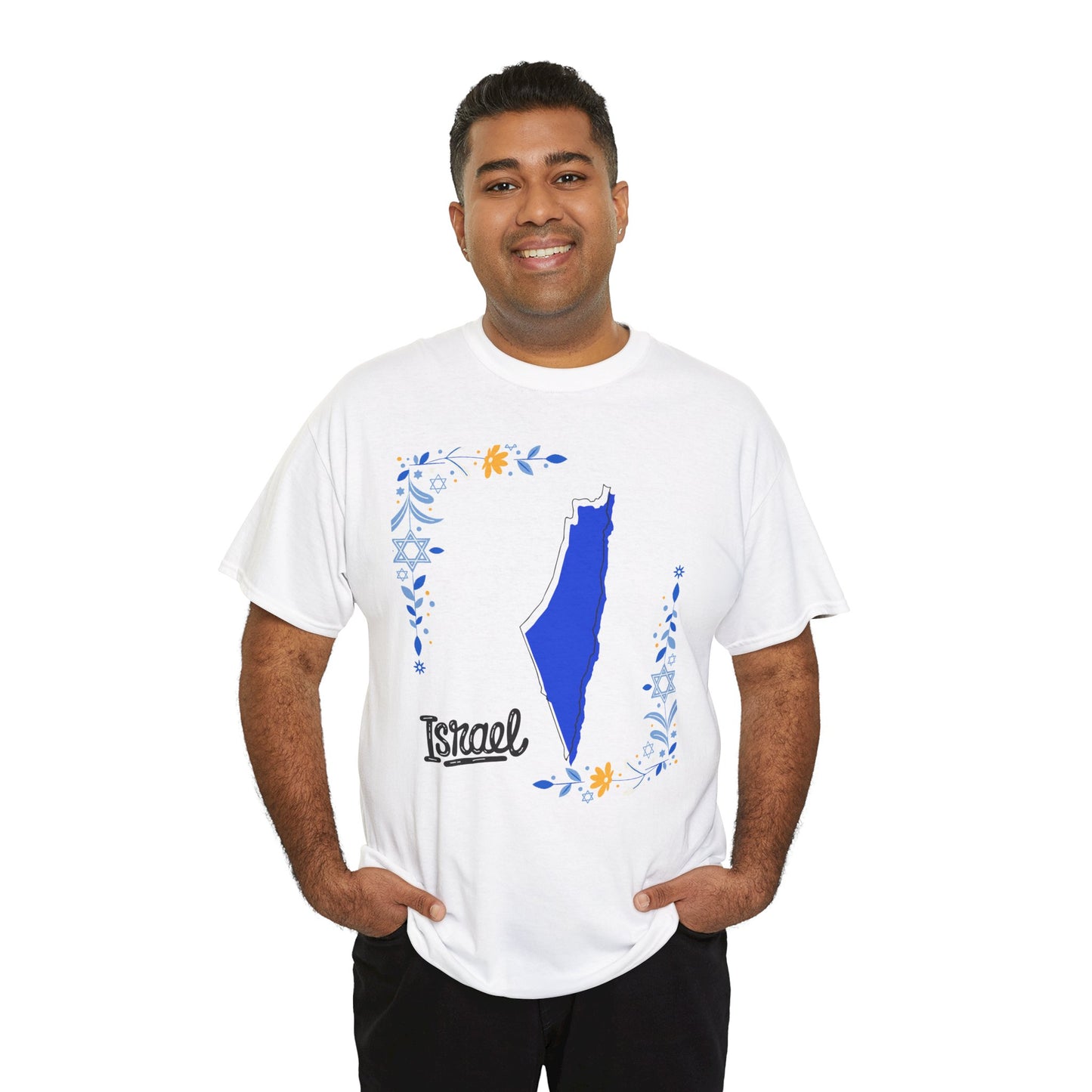 Israel Map T-Shirt – Floral Design (Multiple Colors)