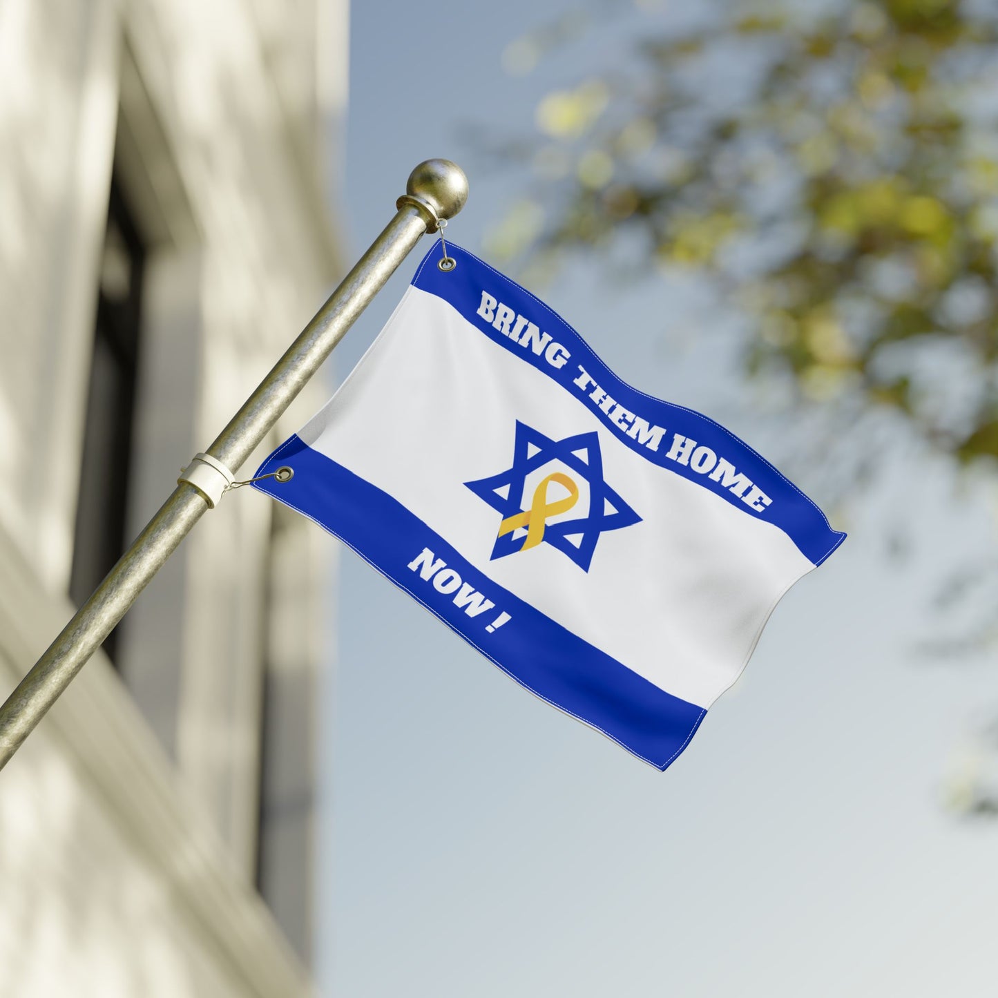 Double-Sided “Bring Them Home Now” Flag – Israeli Solidarity Banner