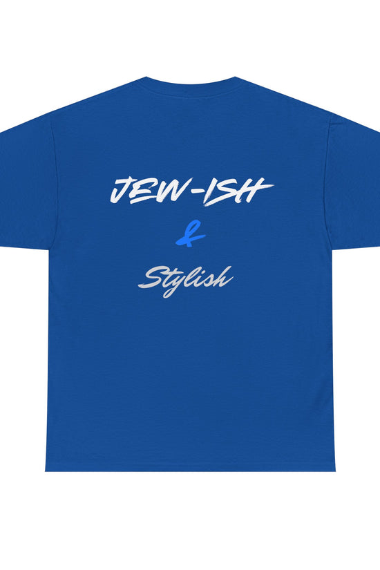 Jew-ish and Stylish T-Shirt – Minimal Front, Bold Back (Multiple Colors)