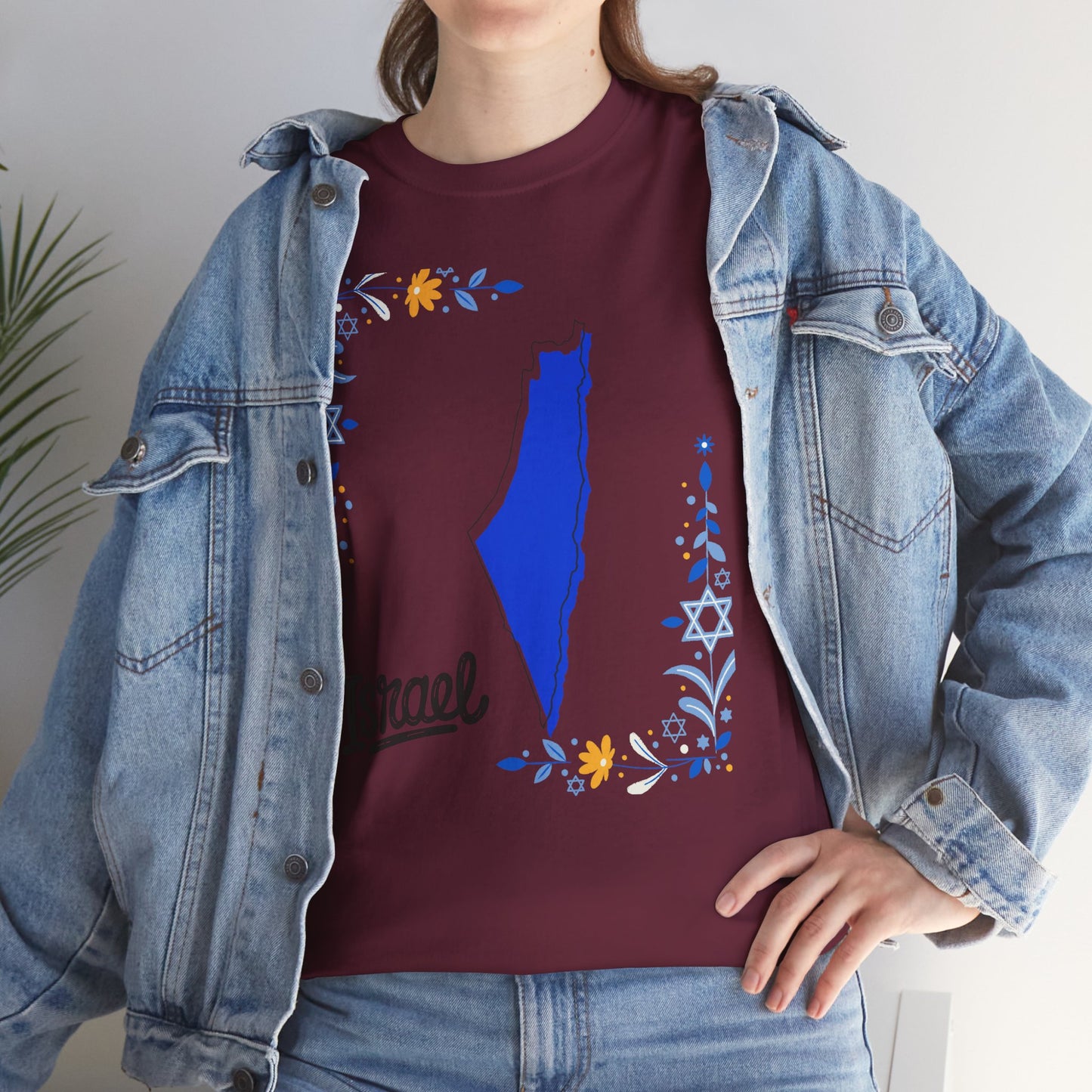 Israel Map T-Shirt – Floral Design (Multiple Colors)