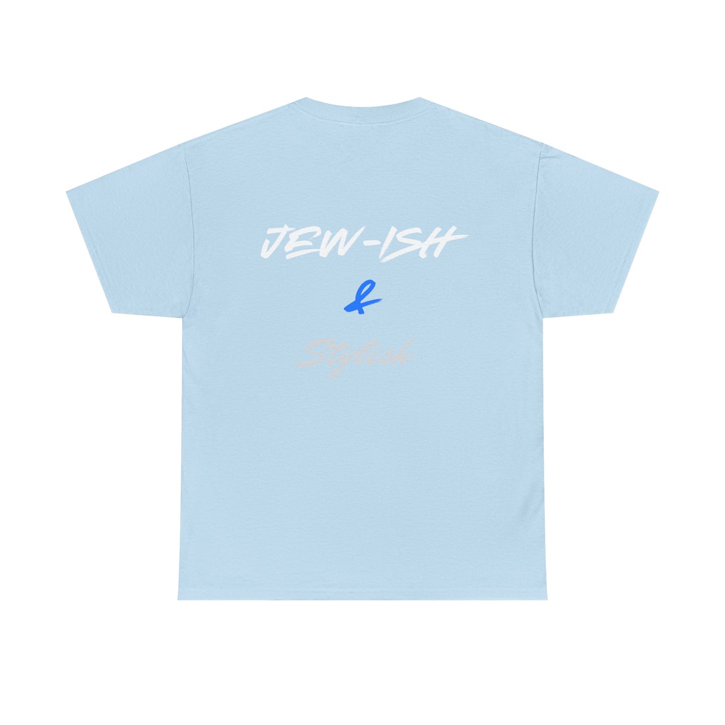 Jew-ish and Stylish T-Shirt – Minimal Front, Bold Back (Multiple Colors)