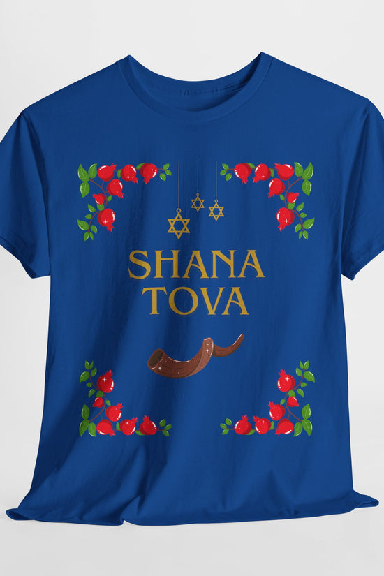 Shana Tova T-Shirt – Rosh Hashanah Pomegranates & Shofar (Multiple Colors)