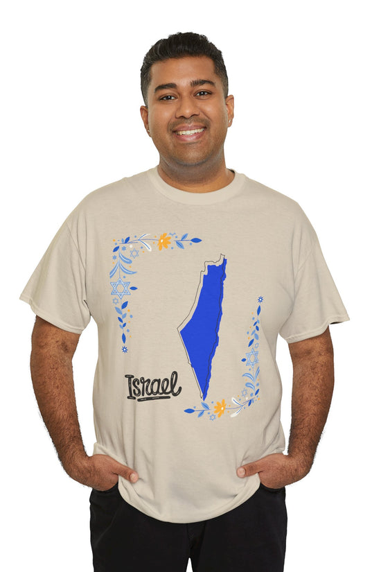 Israel Map T-Shirt – Floral Design (Multiple Colors)