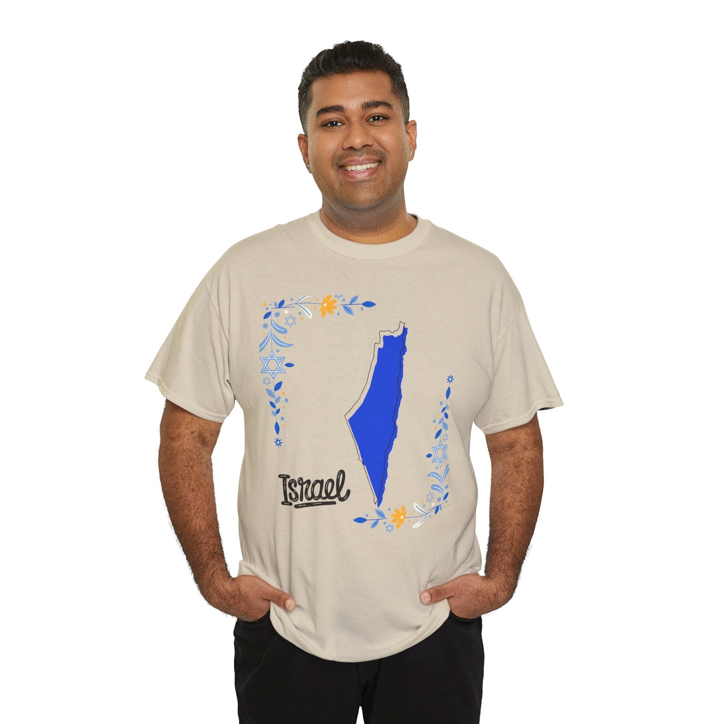 Israel Map T-Shirt – Floral Design (Multiple Colors)