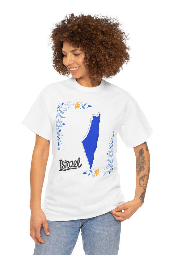 Israel Map T-Shirt – Floral Design (Multiple Colors)