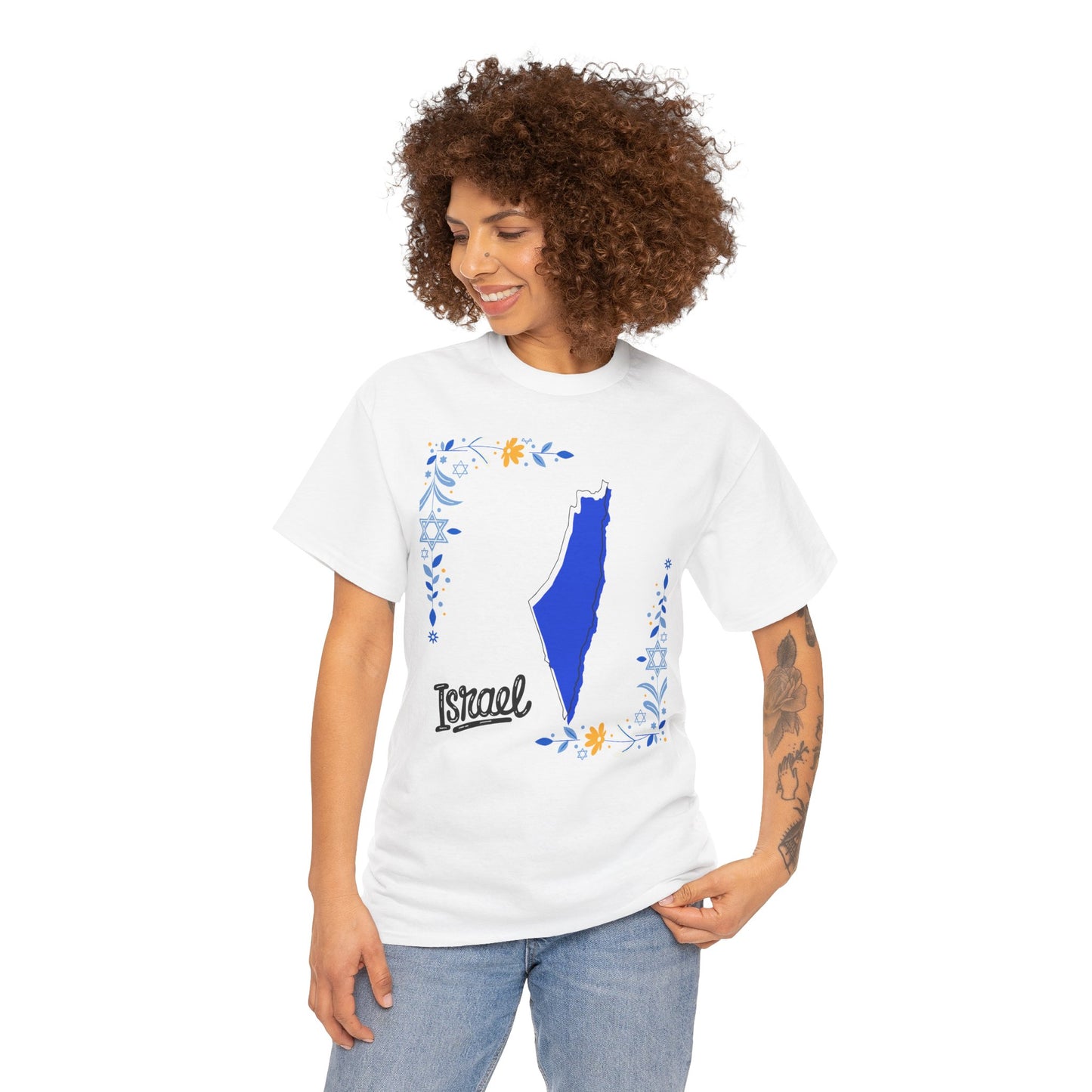 Israel Map T-Shirt – Floral Design (Multiple Colors)
