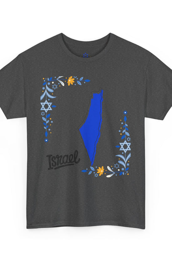 Israel Map T-Shirt – Floral Design (Multiple Colors)