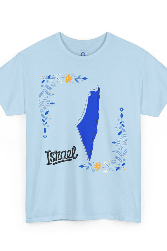 Israel Map T-Shirt – Floral Design (Multiple Colors)