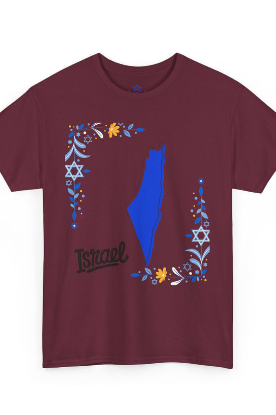 Israel Map T-Shirt – Floral Design (Multiple Colors)