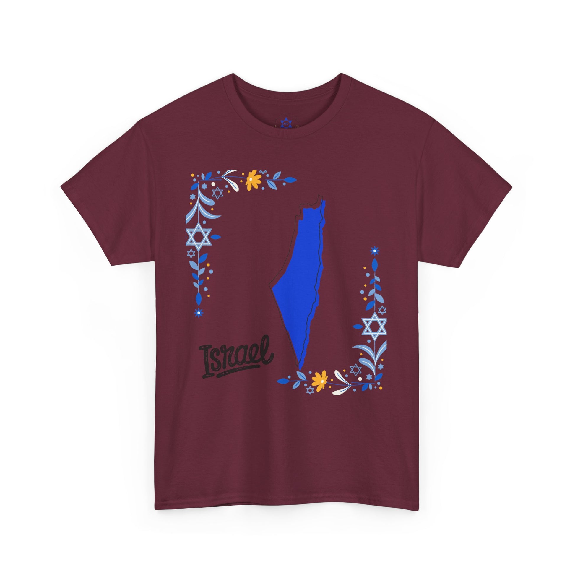 Israel Map T-Shirt – Floral Design (Multiple Colors)