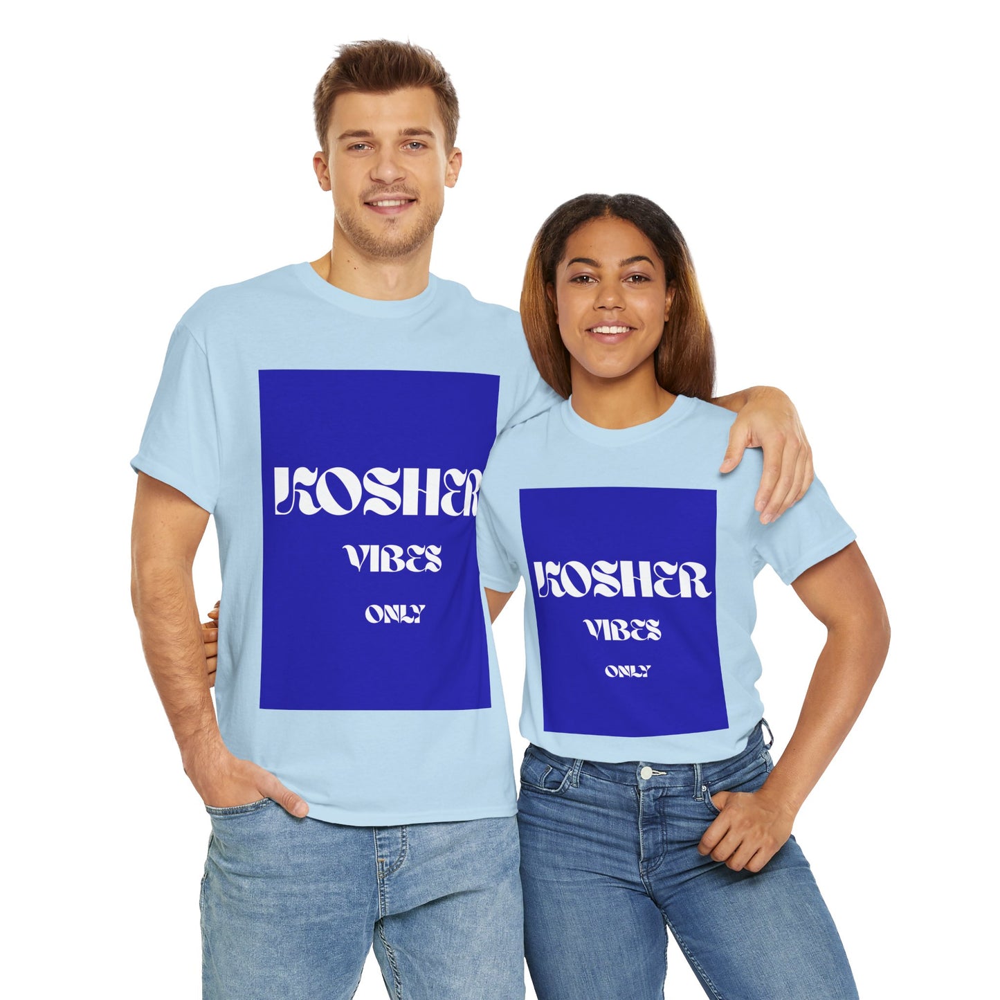 Kosher Vibes Only T-Shirt – Trendy Am Israel Chai Club -Variety of Colors