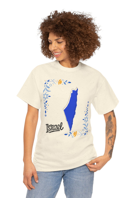 Israel Map T-Shirt – Floral Design (Multiple Colors)
