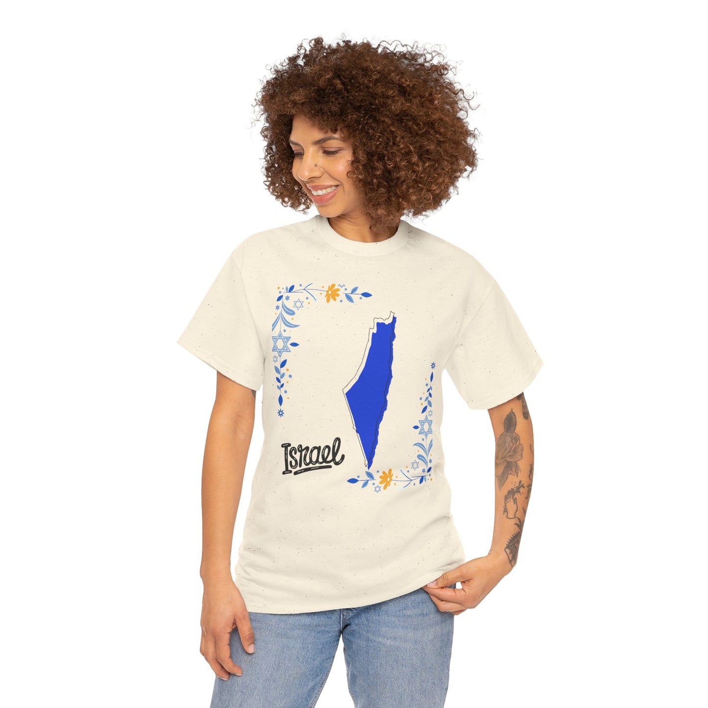 Israel Map T-Shirt – Floral Design (Multiple Colors)