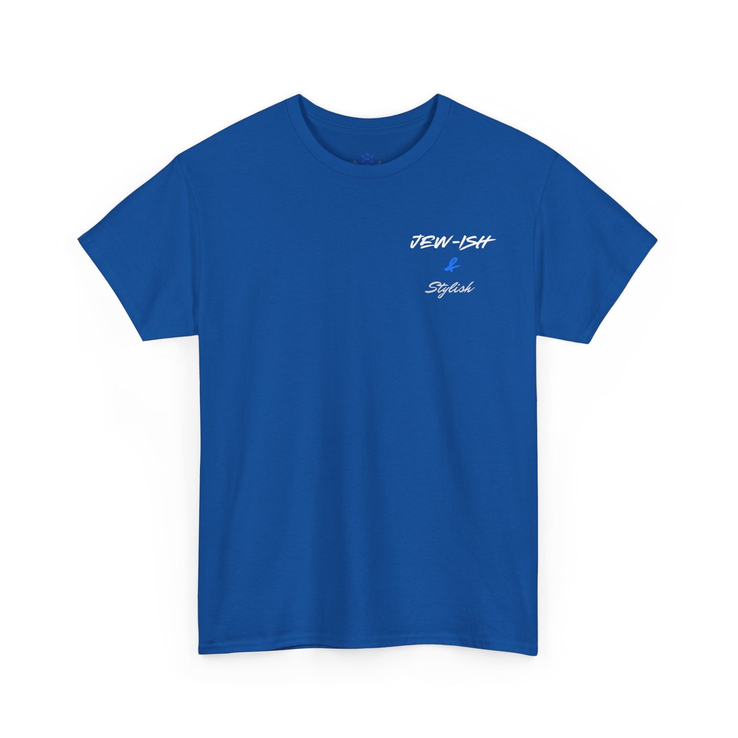 Jew-ish and Stylish T-Shirt – Minimal Front, Bold Back (Multiple Colors)